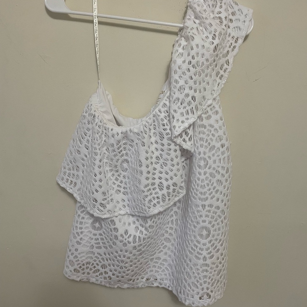 Lilly Pulitzer Cream Asymmetrical Ruffled Camisole